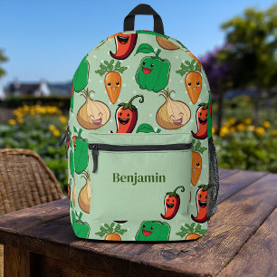 Smiling Veggies Printed Backpack