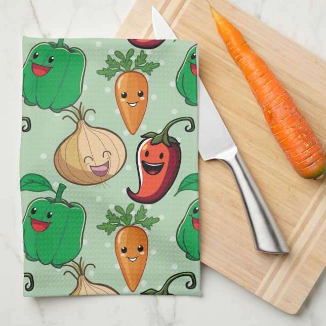 Smiling Veggies Tea Towel (Creator Uploaded)