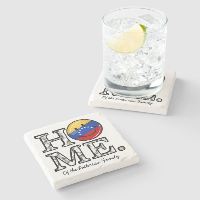 Smiling Venezualan Flag Housewarming Stone Coaster (Side)