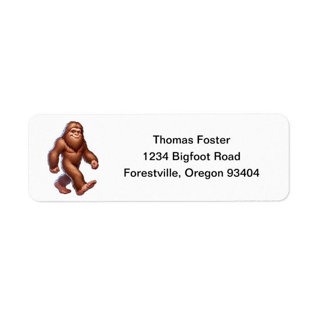 Smiling Walking Bigfoot Return Address Label (Front)
