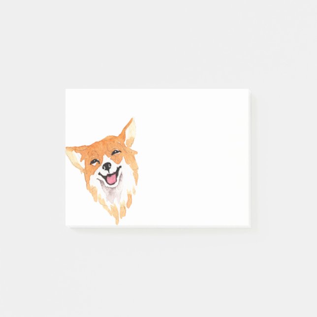 Smiling Watercolor Dog Post-it Notes (Front)