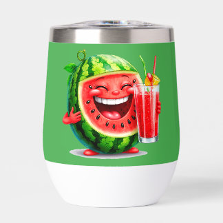 Smiling Watermelon Character Enjoying