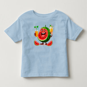 Smiling Watermelon Character Enjoying Toddler T-Shirt