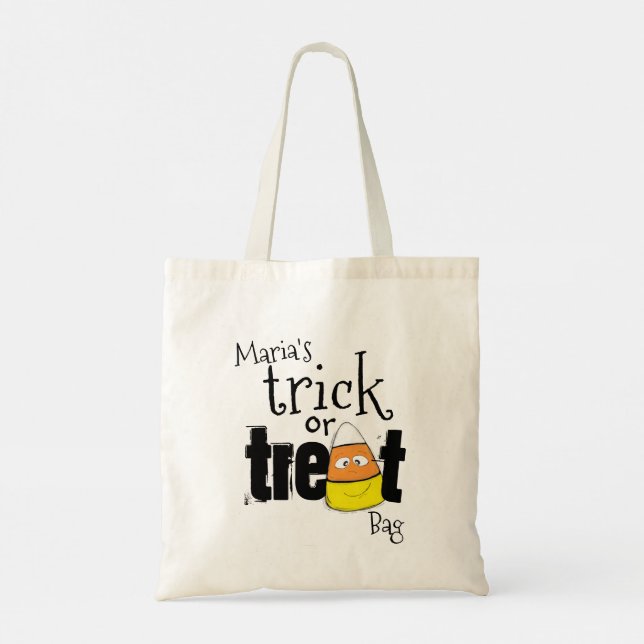 Smiling Whimsy Halloween Candy Corn Tote Bag (Back)