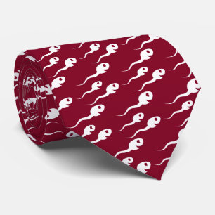Smiling White on Burgundy Sperm Pattern Tie
