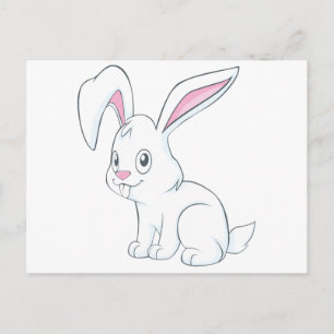 Smiling White Rabbit Postcard