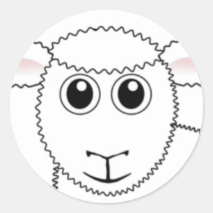 Smiling White Sheep Face Classic Round Sticker