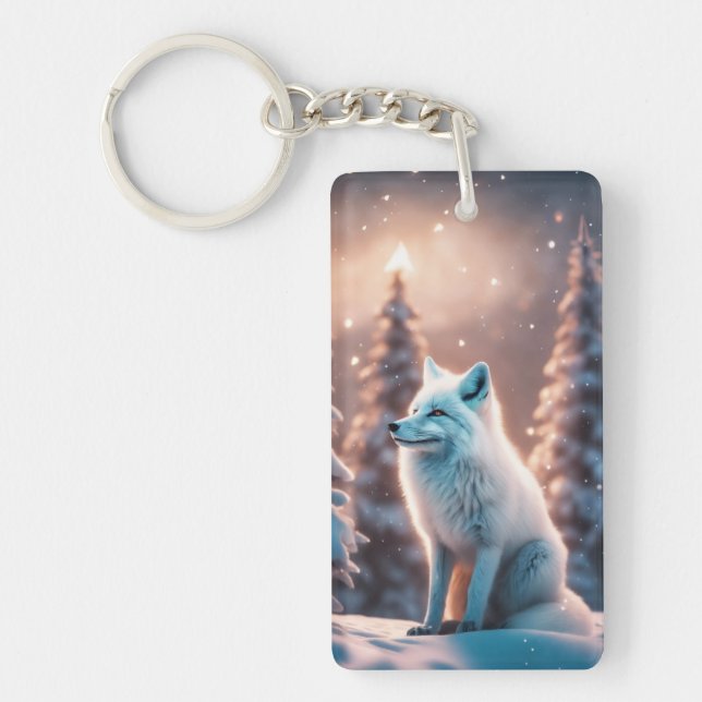 Smiling Winter Fox Key Ring (Front)
