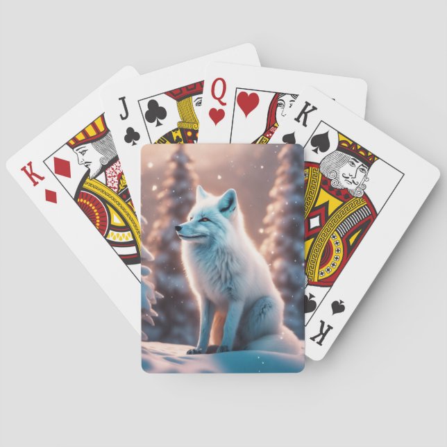 Smiling Winter Fox Playing Cards (Back)
