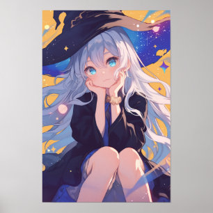 Smiling Witch Girl Anime Portrait Poster