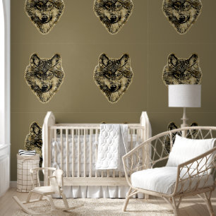 Smiling wolf head - lines silhouette 3 wallpaper