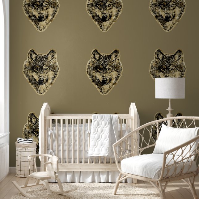 Smiling wolf head - lines silhouette 3 wallpaper (Kids)