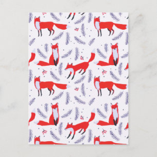 Smiling Woodland Forest Greenery Red Fox Postcard