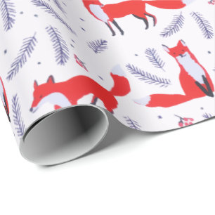 Smiling Woodland Forest Greenery Red Fox Wrapping Paper