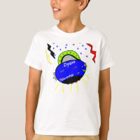 Smiling Zippie Blue Fish Spaceship and Stars