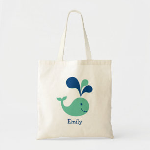 Smilling Whale School Book Budget Tote Bag