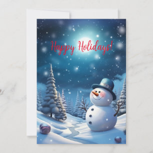 Smilng Snowman Christmas Holiday Card