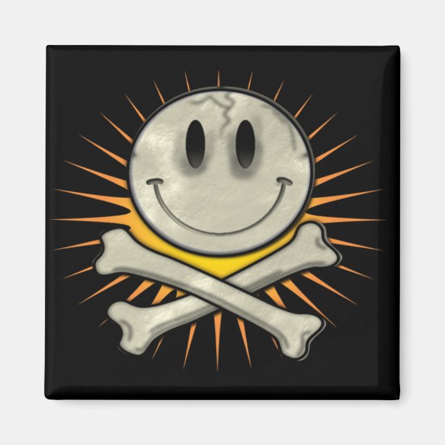 Smily Skull and Crossbones Magnet (Front)