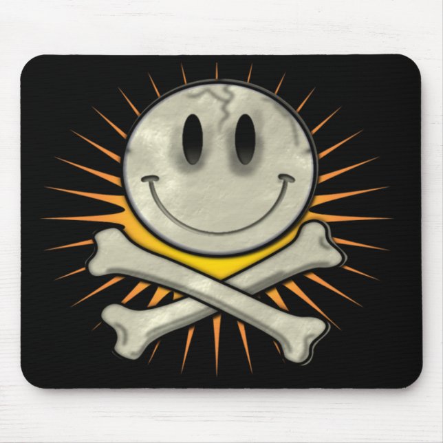 Smily Skull and Crossbones Mouse Pad (Front)