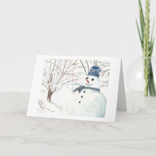 Smily Snowman from Reno Watercolor Holiday Card