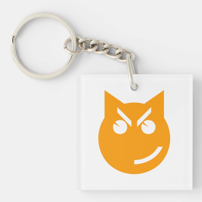 Smirking Emoji Cat Key Ring (Front)