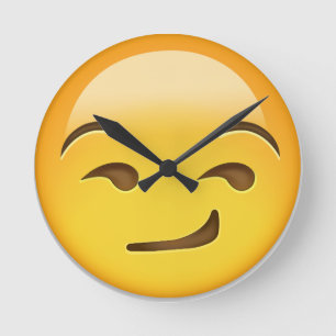 Smirking Face Emoji Round Clock