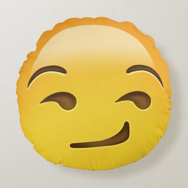Smirking Face Emoji Round Cushion (Front)