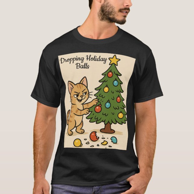Smirking Kitten Christmas Chaos2 T-Shirt (Front)