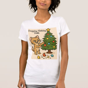Smirking Kitten Christmas Chaos 2 woman  T-Shirt