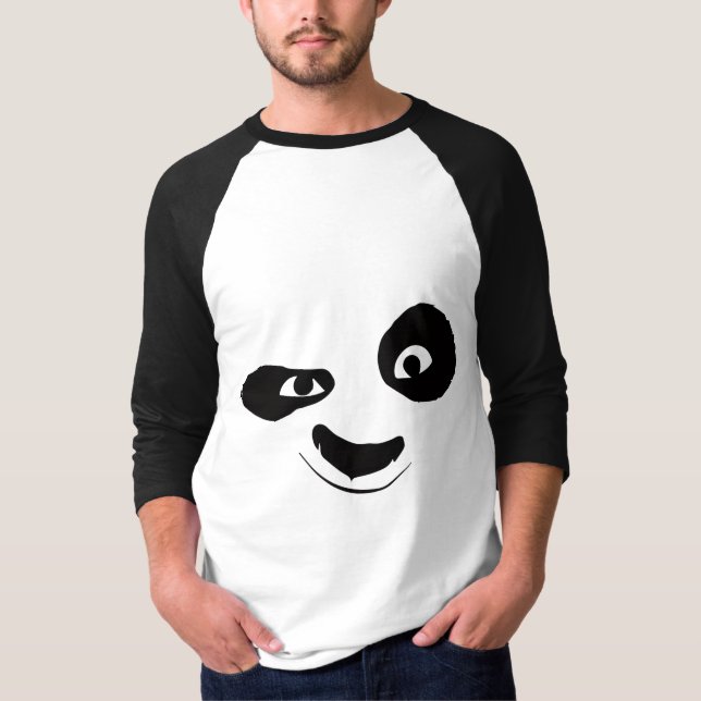 Smirking Panda Face Black & White Graphic T-Shirt  (Front)