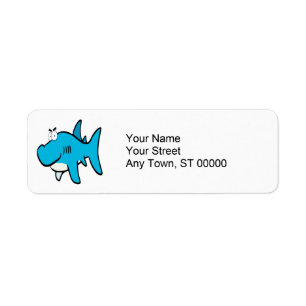 smirking shark cartoon return address label