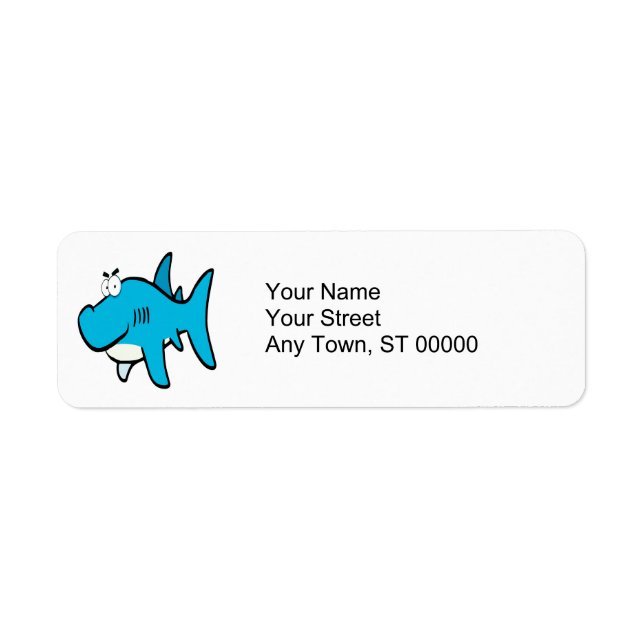 smirking shark cartoon return address label (Front)