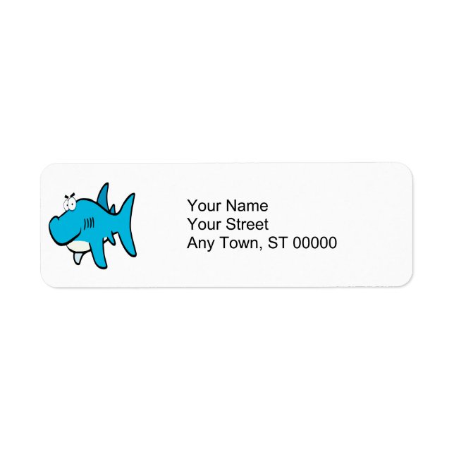 smirking shark cartoon return address label (Front)