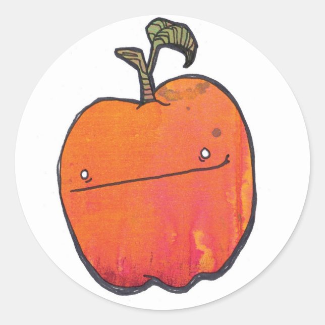 smirky apple classic round sticker (Front)