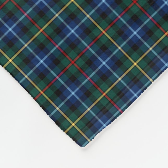 Smith Clan Royal Blue, Black and Red Tartan Fleece Blanket (Corner)