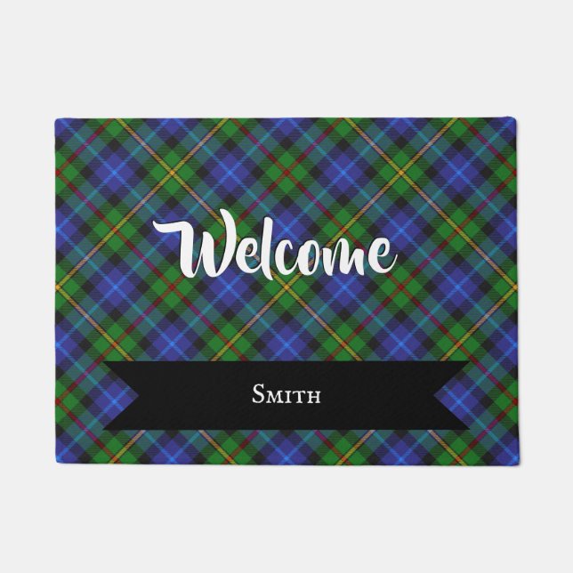 Smith Clan Scottish Tartan Plaid Pattern Doormat (Front)