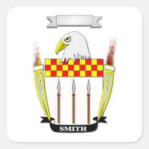 SMITH FAMILY COAT OF ARMS CREST AND SHIELD SQUARE STICKER