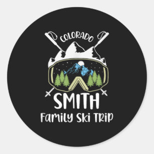 Smith Family Ski Trip Skiing Googles Vacation Matc Classic Round Sticker