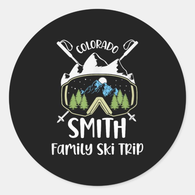 Smith Family Ski Trip Skiing Googles Vacation Matc Classic Round Sticker (Front)