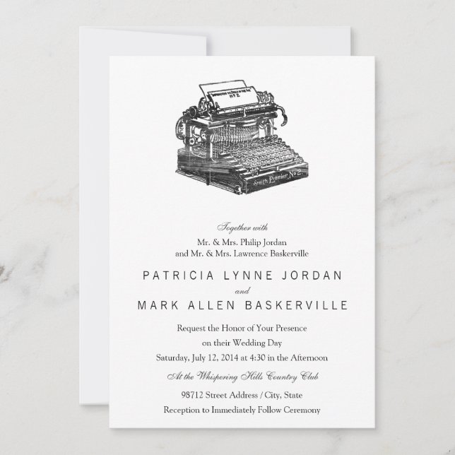 Smith Premier No. 2 Typewriter Invitation (Front)