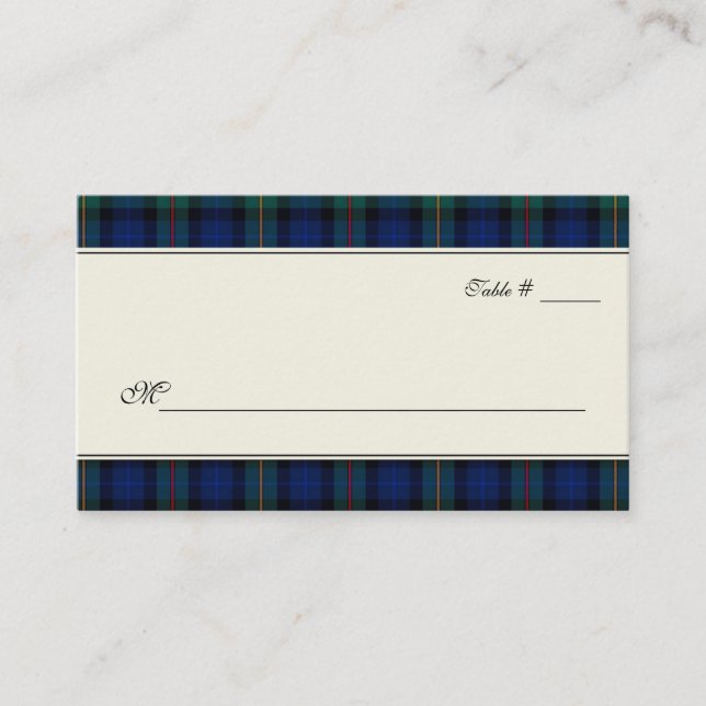 Smith Tartan Plaid Wedding Escort Place Card (Front)