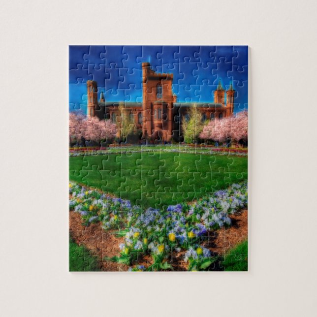 Smithsonian Castle Garden Cherry Blossoms Jigsaw Puzzle (Vertical)