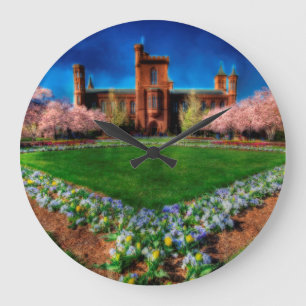 Smithsonian Castle Garden Cherry Blossoms Large Clock