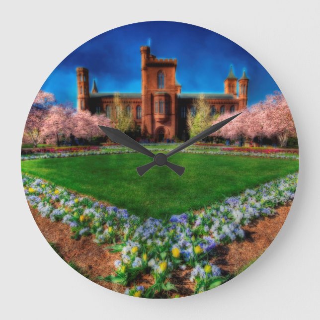 Smithsonian Castle Garden Cherry Blossoms Large Clock (Front)