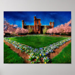 Smithsonian Castle Garden Cherry Blossoms Poster