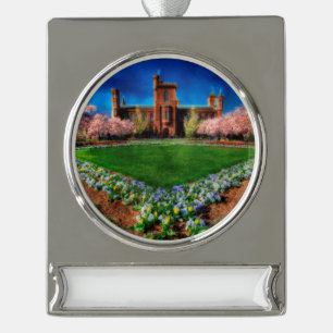 Smithsonian Castle Garden Cherry Blossoms Silver Plated Banner Ornament