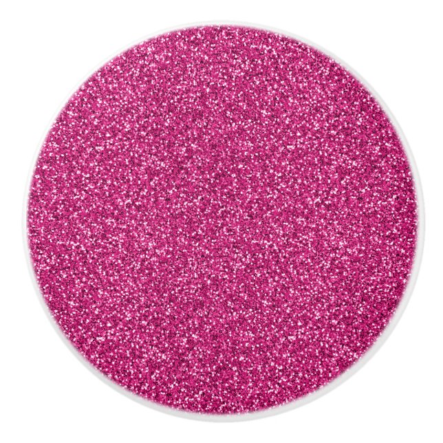 Smitten Pink Glitter Ceramic Knob (Front)