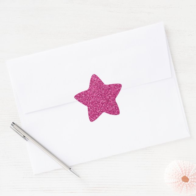 Smitten Pink Glitter Star Sticker (Envelope)