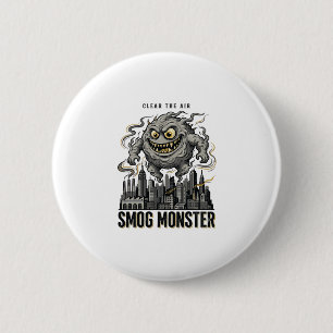 Smog Monster Shirt Vintage Engraving Eco Warning A 6 Cm Round Badge
