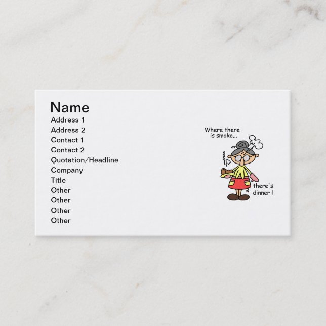 Smoke and Dinner T-shirts and Gifts Business Card (Front)